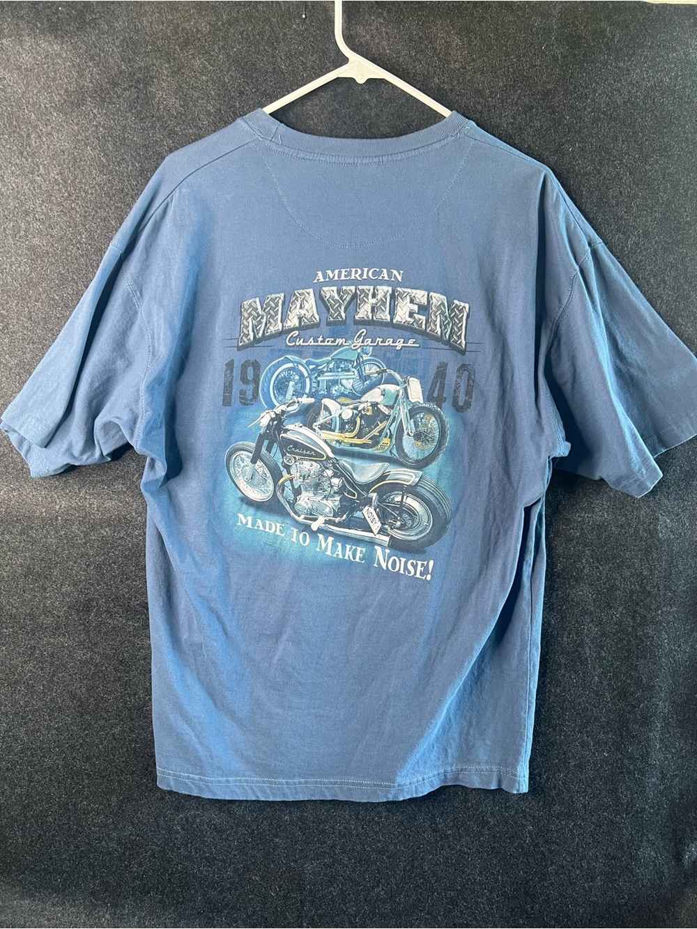 Vintage Style Newport Blue T-Shirt‎ American Mayhem Garage Motorcycle M XL Biker